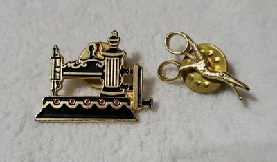 Enamel Old Fashioned Clotilde #9 Globe 1864 Sewing Machine Scissors Lapel Pins - Image 1 of 2