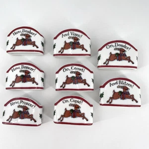 8 Stück Portmeirion Studio Weihnachtsmänner Rentier Serviettenringe Porzellan Weihnachtsgeschichte - Bild 1 von 6