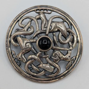 1996 Set Heide Keltische Hirsche Sterling Silber Onyx Brosche Anstecknadel 925 KH 96 1,5" 13,1g - Bild 1 von 18