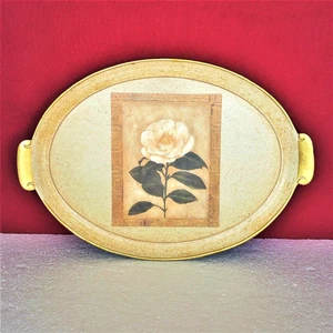 Wood Serving Tray Platter Decorative Floral Design Italy 17 1/8" L X 11 15/16" W - Picture 1 of 12