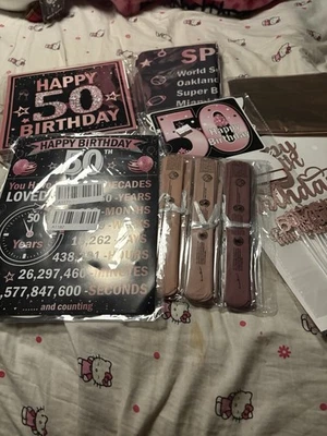 50Th Birthday Decorations for Women, 21Pcs Rose Gold Happy Birthday Party Suppli - Image 1 of 4