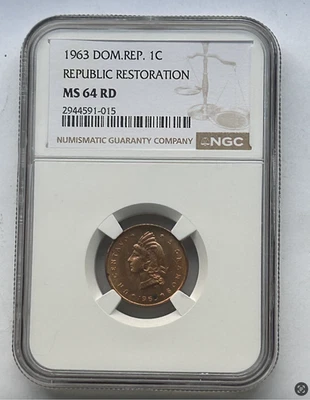 DOMINICAN REPUBLIC 1 CENTAVO 1963 MS 64 NGC - Image 1 of 4