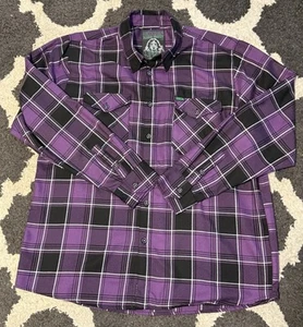 Dixxon Flannel Co Shirt Mens XXLarge Purple Black Plaid The Regan Button Up - Picture 1 of 6