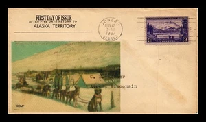 FIRST DAY OF ISSUE COVER ALASKA TERRITORY ROMP ADD ON CACHET 1 OF 1 - Picture 1 of 2