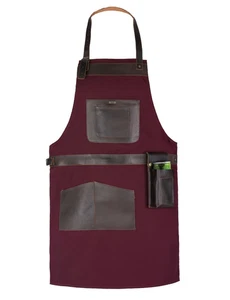 Genuine Leather Apron Pockets Cowhide Canvas Butcher Cheff BBQ Home Apron - Picture 1 of 18