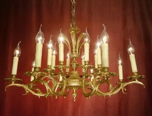 ANTIQUE CHANDELIER GOLD BRONZE BRASS 16 LAMPS LIGHTS VINTAGE LAMP SPANISH OLD... - Picture 1 of 9