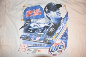 "Camiseta de colección Rusty Wallace #2 ""We Race For Beer"", ligera molinera, blanca, talla grande (L) - Imagen 1 de 9