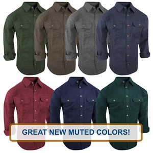 Camisa gamuza para hombre gruesa algodón resistente con botones de trabajo bolígrafo bolsillo ajuste verdadero - Imagen 1 de 23