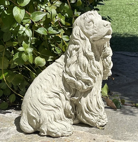 VINTAGE SPANIEL DOG STATUE Heavy Sturdy Concrete Outdoor Garden Terrier Puppy Cover