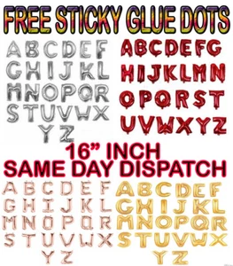 Gold, Silber, Blau & Rosa 16" Alphabet Buchstaben Zahlen Folienballons * NAME PARTY - Bild 1 von 1