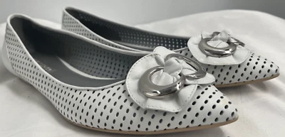 Via Spiga Monica Solid White Leather Mesh Cork Flats Women's US Size 9.5M - Image 1 of 4