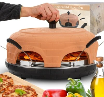 Pizzaofen Pizzamaker 6 Personen Mini Pizza Ofen Terrakotta 1100 Watt 300°C - Bild 1 von 4