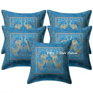 Ethnic Living Room Sofa Cushion Covers 16x16 Brocade Jacquard Pillow Cases - Picture 1 of 3