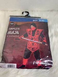 New Red Ninja Boys Sz S 6 Complete Ninia Costume Dress Up Halloween - Picture 1 of 3