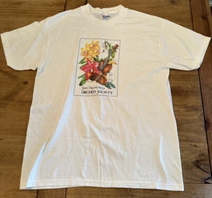 T-shirt vintage San Francisco Orchid Society con grafica bianca taglia large anni '90 - Foto 1 di 5