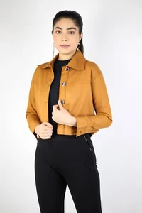 Artyska Women's Cropped Lightweight Buttoned Jacket - Picture 1 of 7