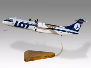 ATR 72 LOT Polish Airlines Solid Dried Mahogany Wood Handcrafted Display Model - Picture 1 of 12