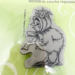 Stampendous Chick Posie Bonnet Baby Rubber Cling Stamp Easter NEW - Picture 1 of 5