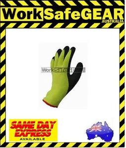 Pack of 12 Gorgon Hi Vis Safety Glove General Purpose, BHP Gloves Black Yellow - Picture 1 of 2