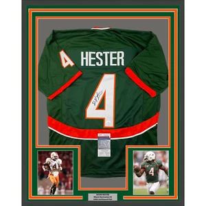 Framed Autographed/Signed Devin Hester 35x39 Miami Green College Football Jersey - Picture 1 of 2