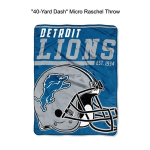 NFL Detroit Lions 40-Yard Dash Micro Raschel Throw Blanket 40" x 60" - Picture 1 of 2