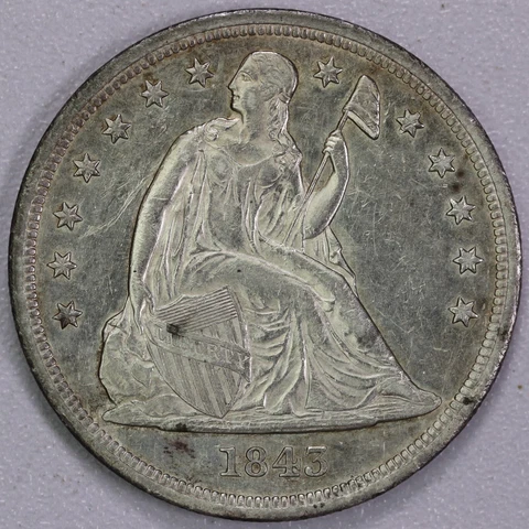 1843 Seated Liberty Dollar - AU+ Cover
