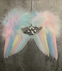 Paw Print With Wings Rainbow Soft Angel Wings Memorial / Gift Christmas Decor - Picture 1 of 3