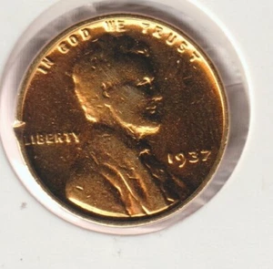 Rare Old Antique 1937 US Lincoln 24k Gold Plated Cent Penny Collection Coin USA - Picture 1 of 2