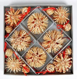 Baumschmuck-Set 56Teile Weihnachtsbaumschmuck Strohanhänger Baumdekoration Stroh - Bild 1 von 5