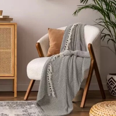 Bohemian Hand Block Printed Cotton Throw Large Sofa Couch Blanket Indian Throws - Image 1 of 4