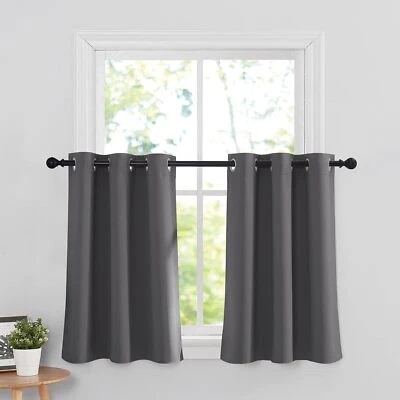 Niveles de cortina oscurecedora gris RYB HOME para pequeños 42"W x 36"L (paquete de 2),  Foto 1 de 4