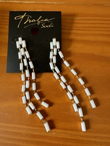 Thalia Sodi 3-1/2"Gold-Tone White Stone Triple-Row Linear Drop Earrings - Picture 1 of 3
