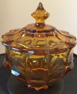 VTG Amber Fenton Glass Candy Dish Valencia With Lid - Beautiful! 6.5” Tall - Picture 1 of 9