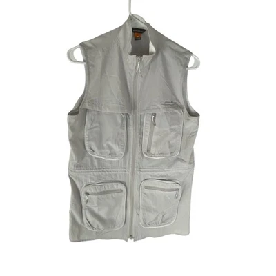 Chaleco Eddie Bauer para mujer XS gris claro viaje safari utilitario pesca bolsillos Foto 1 de 4