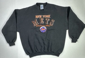 Vintage 90s New York Mets Sweatshirt Logo 7 Black XL MLB Crewneck Pullover - Bild 1 von 5