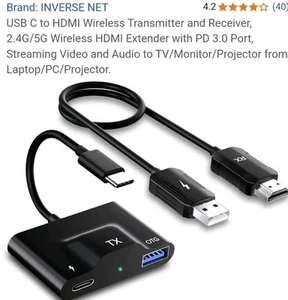 Wireless HDMI Transmitter and Receiver, USB C Wireless HDMI Plug&Play NIB ! - Picture 1 of 5