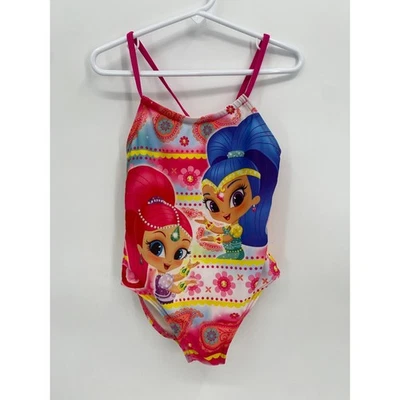 Traje de baño Nickelodeon Shimmer & Shine de una pieza espalda abierta talla 5/6 Foto 1 de 4