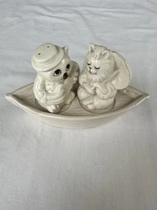 Vintage 1980 Fitz and Floyd "Owl and the Pussycat" Shaker mit Bootsbasis - Bild 1 von 17