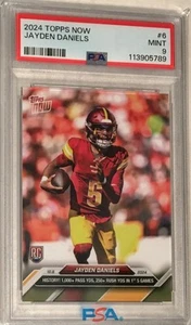 2024 Topps Now NFL Football PSA 9 Jayden Daniels RC Commanders Rookie Card #6 - Foto 1 di 2