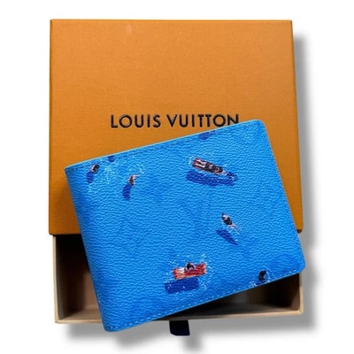 Cartera Louis Vuitton LV Monograma Azul Laguna Delgada Doble Plegable | ENVÍO RÁPIDO Foto 1 de 4