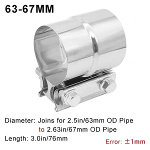 1PC 2.5" Inch Stainless Steel Lap Joint Exhaust Clamp Muffler Sleeve Coupler - Picture 1 of 9