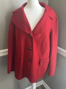 Chaqueta Abrigo Mujer Talbots Rojo Lana Ligera Botón 16W - Imagen 1 de 6