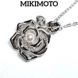 Unused item MIKIMOTO Baby pearl necklace rose Flower Silver No Box From Japan - Picture 1 of 10