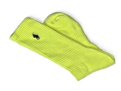 AUTÉNTICOS CALCETINES POLO MEZCLA ALGODÓN ACANALADOS RALPH LAUREN * VERDE NEÓN * HOMBRES 10-13 Foto 1 de 3