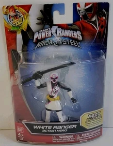 Bandai Power Rangers Ninja Steel White Ranger Figura 5 pollici MOC - Foto 1 di 16