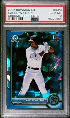 2022 Bowman Sapphire Edition Chrome Prospects #BCP3 Kahlil Watson PSA 10 - Image 1 of 2