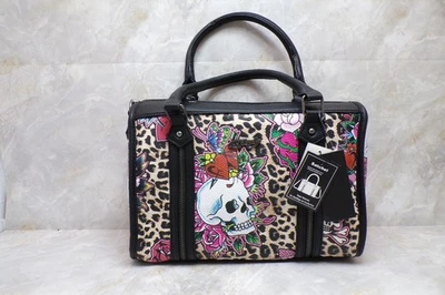 Ed Hardy Skull Tattoo NWT Satchel Bag Crossbody Tote Purse  Cheetah - Image 1 of 4