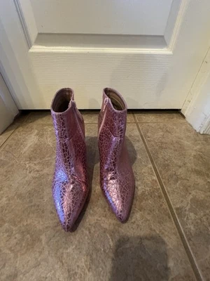 Botines Allegra K Para Mujer Punta Punta Rosa Brillante Tacones de Aguja Talla 8 M Foto 1 de 4