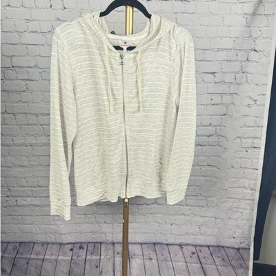 Sundry Gray &White Stripped Full Zip Hoodie with Pockets Size 2 or Medium Foto 1 de 4