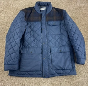 Cole Haan Jacket Men's 2XL Blue Plaid Mixed Media Signature Quilted - Picture 1 of 10
